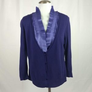 New York & Company Size Med Purple Cardigan Blouse